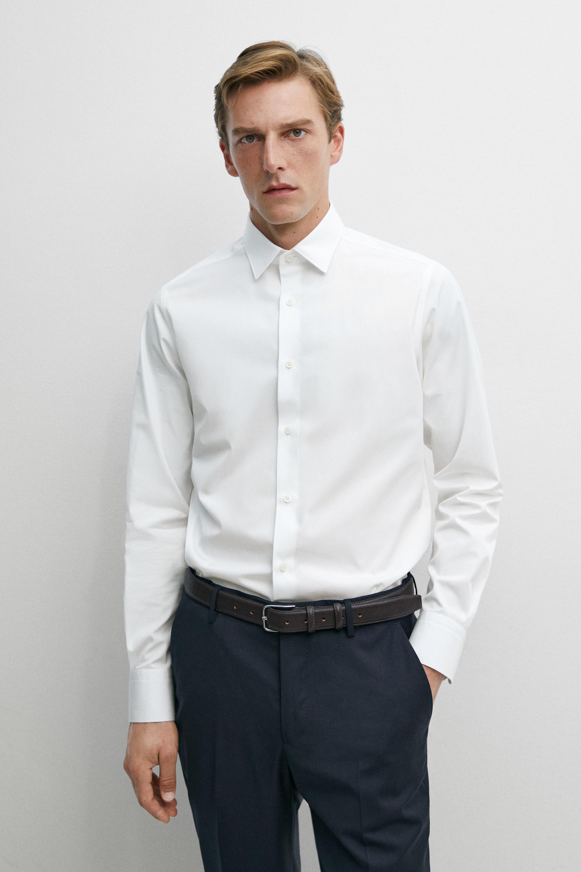 Chemise slim en popeline 100 % coton